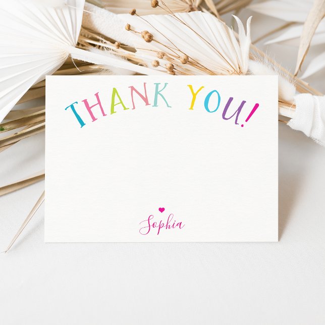 THANK YOU NOTE rainbow letters bright colours Invitation (Creator Uploaded)