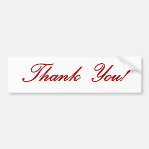 Thank you note - red script bumper sticker