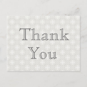 Thank You Note Silver and White Postcard