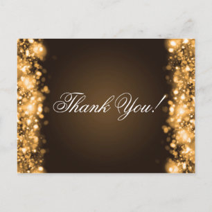Thank You Note Sparkling Lights Gold Postcard