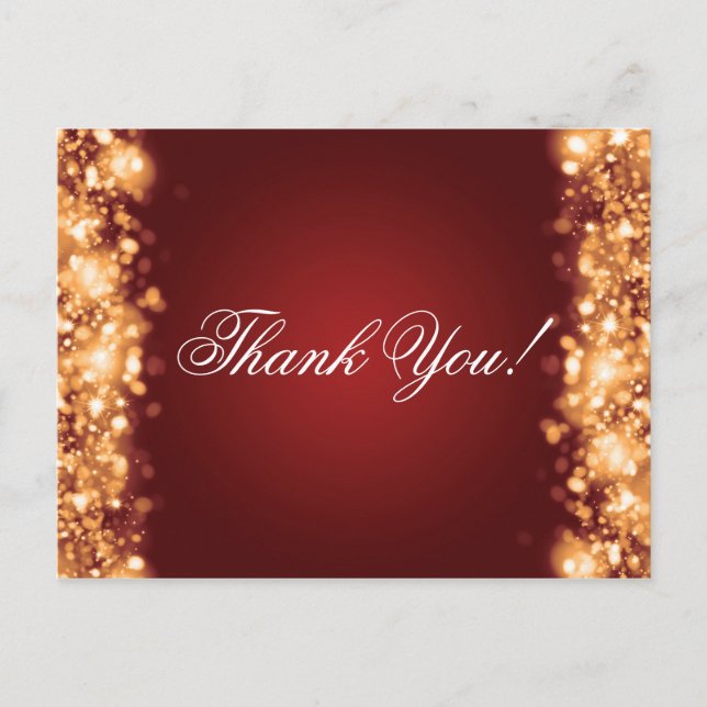 Thank You Note Sparkling Lights Gold Postcard (Front)