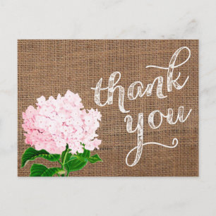 thank you note, thank you postcard, burlap postcard