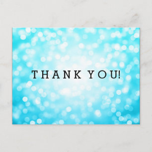 Thank You Note Turquoise Glitter Lights Postcard