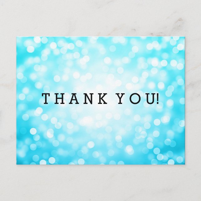 Thank You Note Turquoise Glitter Lights Postcard (Front)