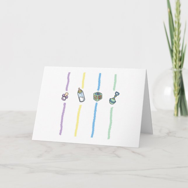 Thank You Note with Baby Objects Card (Front)
