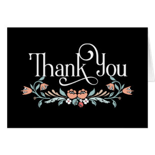 Thank You Note with Stylised Floral Scroll
