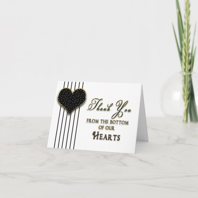 THANK YOU NOTECARDS - BLACK/GOLD HEART (Front)