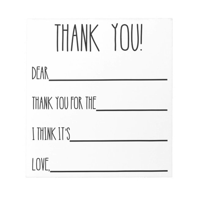 Thank You Notepad for kids (Front)