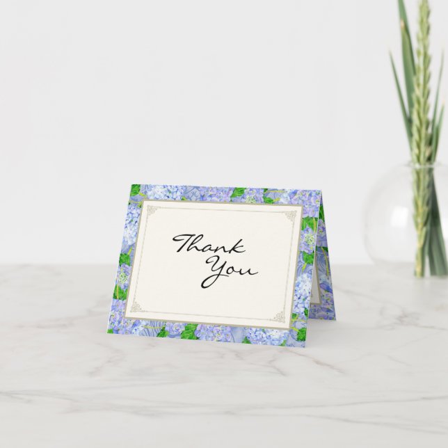 Thank You Notes Blue Hydrangea Lace Floral Formal (Front)