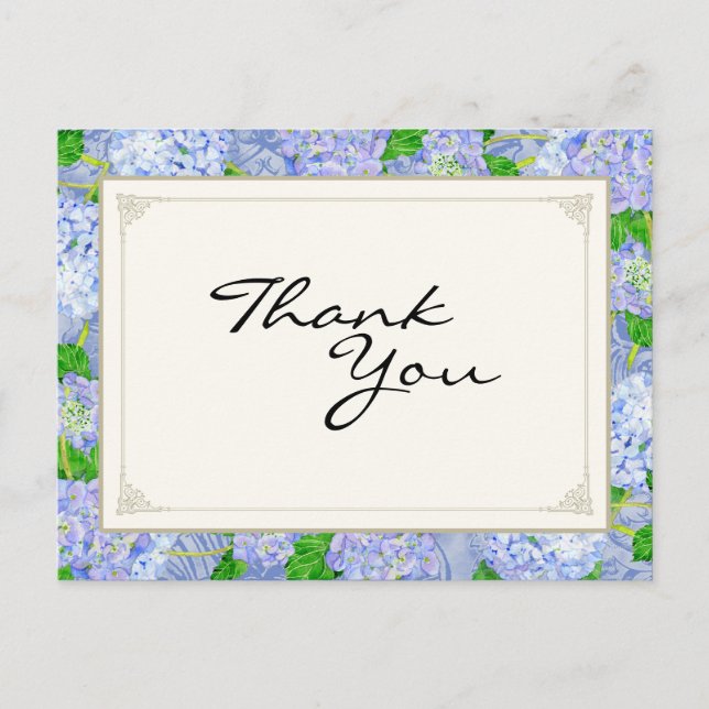Thank You Notes Blue Hydrangea Lace Floral Formal Postcard (Front)