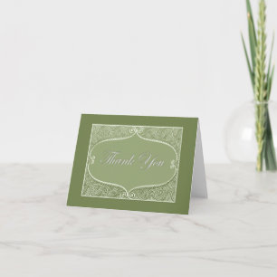 Thank you notes jade,sage silver filigree