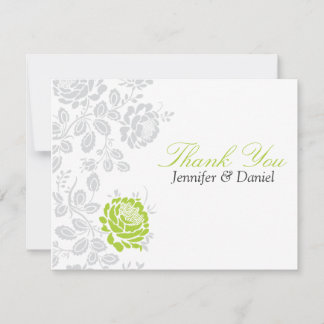 Thank You Notes Lime and Grey Damask Invitation