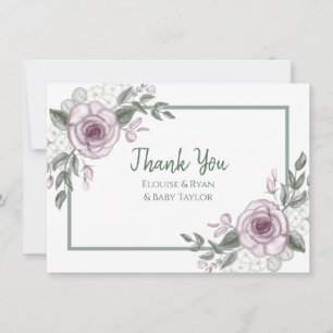 Thank You Notes Mauve Roses Baby Shower