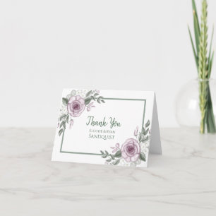 Thank You Notes Mauve Roses Floral Elegant