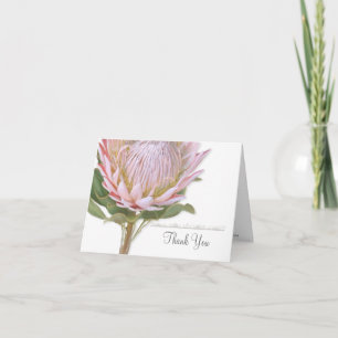 Thank You Notes Modern Floral Pink Protea Flower