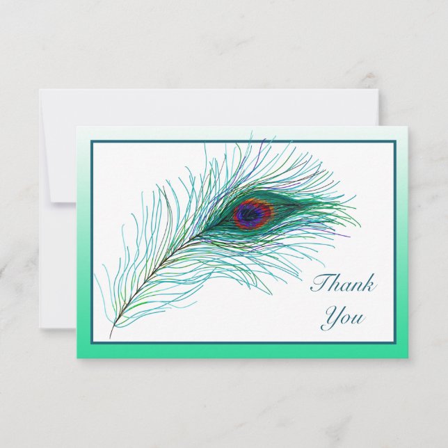 Thank You Notes, Peacock Feathers Card (Front)