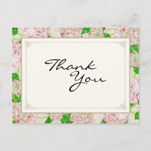 Thank You Notes Pink Hydrangea Lace Floral Formal Postcard