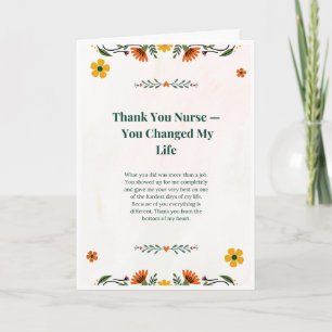 Thank You Nurse Card — You Changed My Life