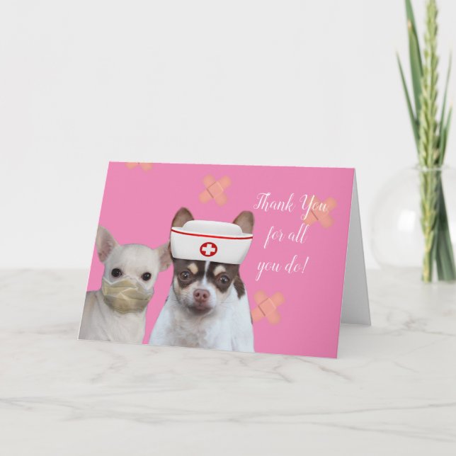 Thank you Nurse Chihuahua greeting card (Front)