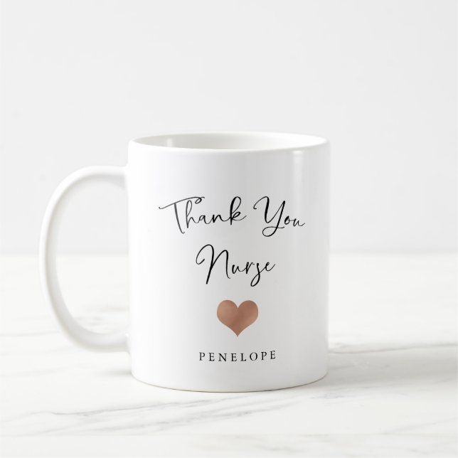 Thank You Nurse | Handwritten Script and Heart Coffee Mug (Left)
