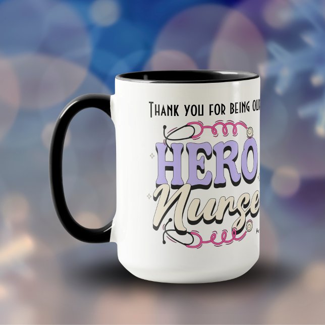 Thank you Nurse Pink Typography PERSONALIZE Mug (Personalize for the Nurse or Caregiver In your Life, )