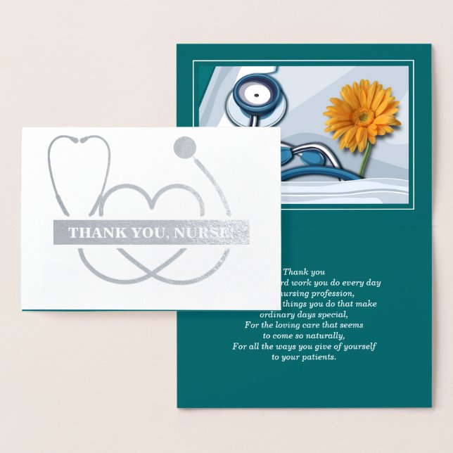 Thank You, Nurse. Stethoscope and Daisy Luxury Foil Card (Display)
