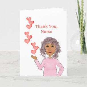 "Thank You, Nurse" with Nurse and Hearts Thank You Card