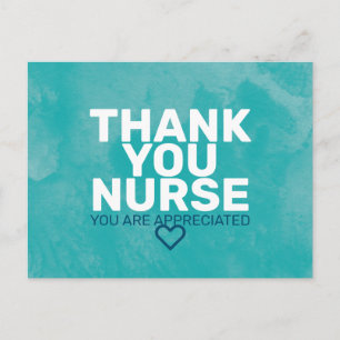 Thank You Nurse You are Appreciated in Turquoise Postcard