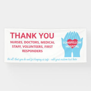 Thank You Nurses Doctors Helping Hands Custom Text Banner