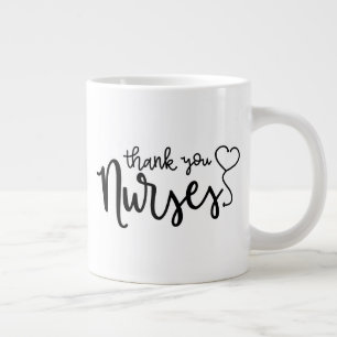 Thank You Nurses Fancy Script Large Coffee Mug