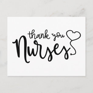 Thank You Nurses   Fancy Script Postcard