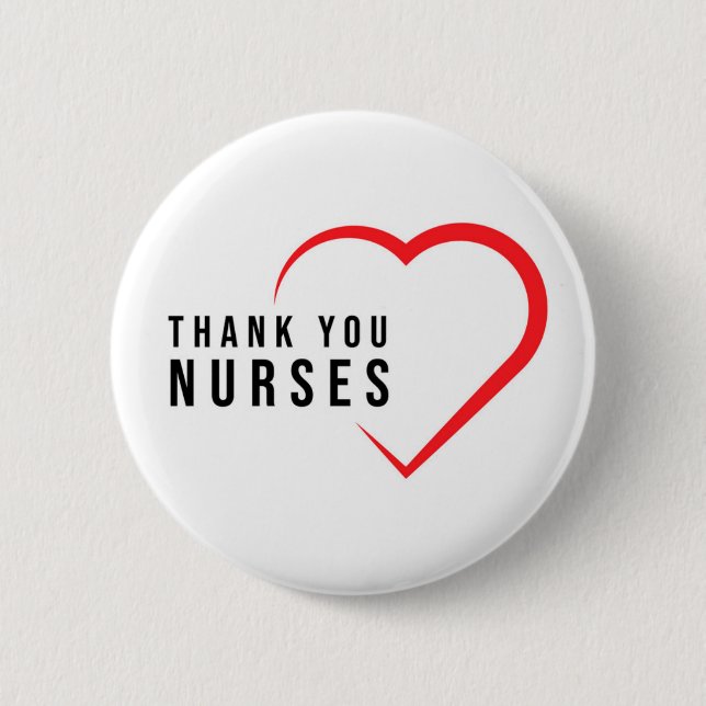 Thank You Nurses | Heart Red 6 Cm Round Badge (Front)