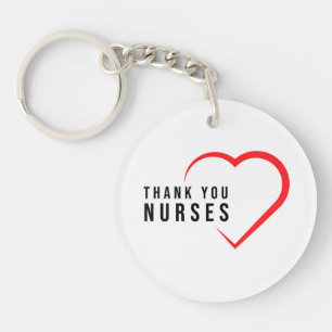 Thank You Nurses   Heart Red Key Ring