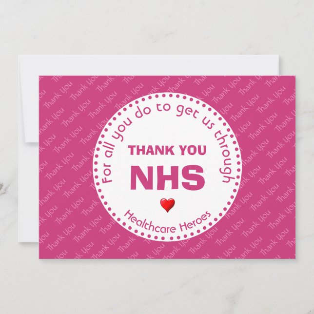 Thank You Nurses NHS Healthcare Heroes PINK (Front)