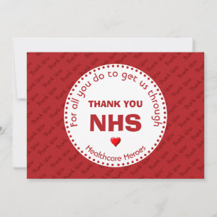 Thank You Nurses NHS Healthcare Heroes RED Card