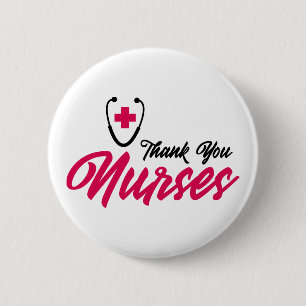 Thank You Nurses   Pink 6 Cm Round Badge