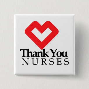 Thank You Nurses   Red Heart 15 Cm Square Badge