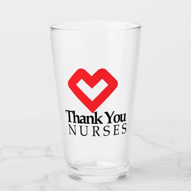Thank You Nurses | Red Heart Glass (Front)