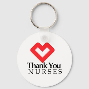 Thank You Nurses Red Heart Key Ring