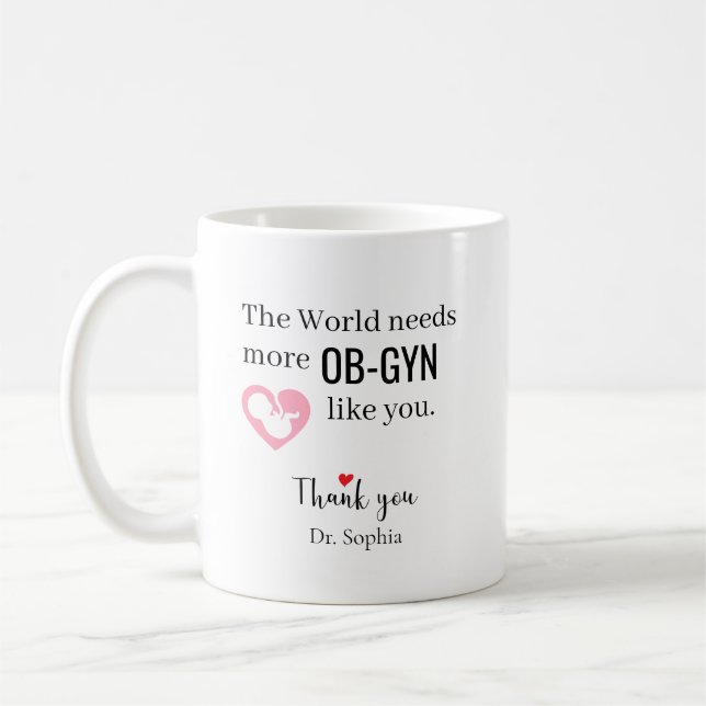 Thank You OB-GYN Custom Name Coffee Mug (Left)
