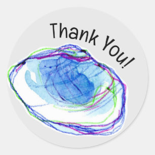 Thank You Ocean Beach Watercolor Seashell Classic Round Sticker