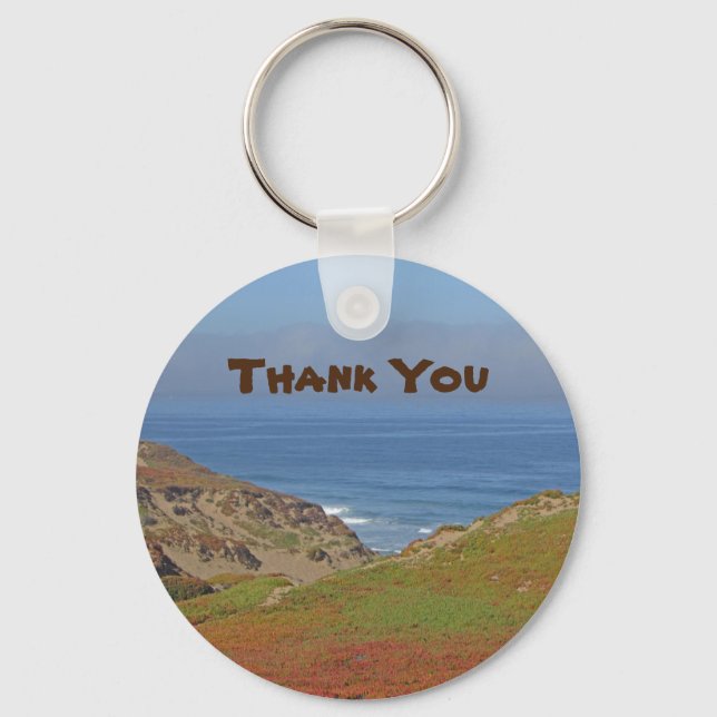 Thank You Ocean Landscape Photo Beach Appreciation Key Ring (Front)