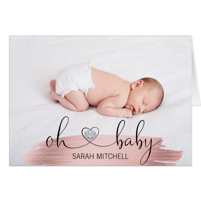 Thank You OH BABY Shower Rose Gold | PHOTO + TEXT (Front Horizontal)