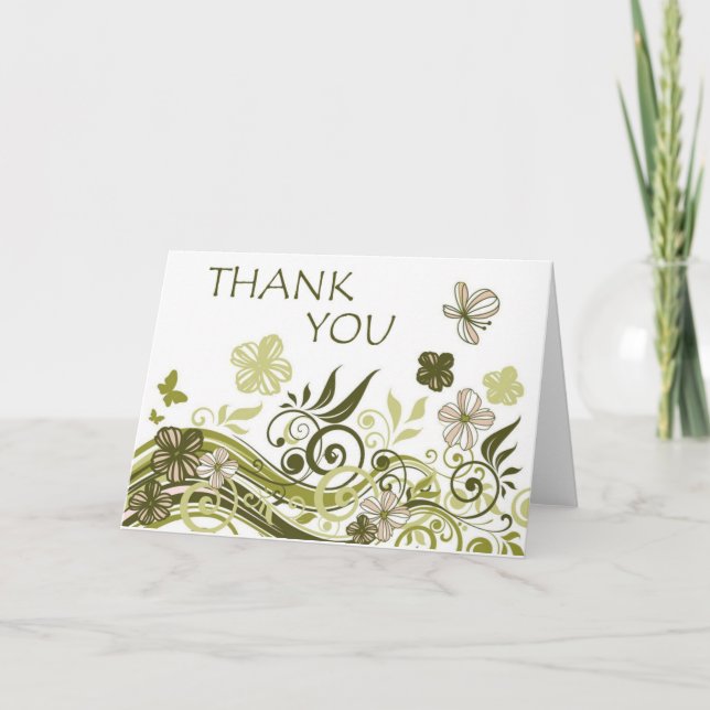 Thank You (Olive Green Floral) Card (Front)