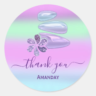 Thank You Ombre Holographic  SPA Wellness Classic Round Sticker