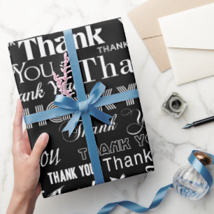 Thank You (on black) Wrapping Paper