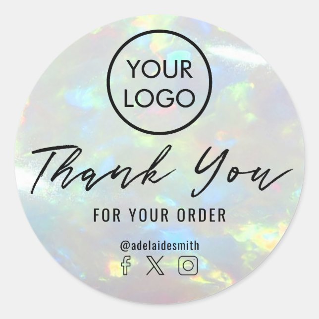 thank you on opal photo  classic round sticker (Front)