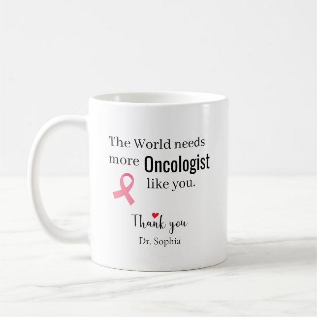 Thank You Oncologist Custom Name Coffee Mug (Left)