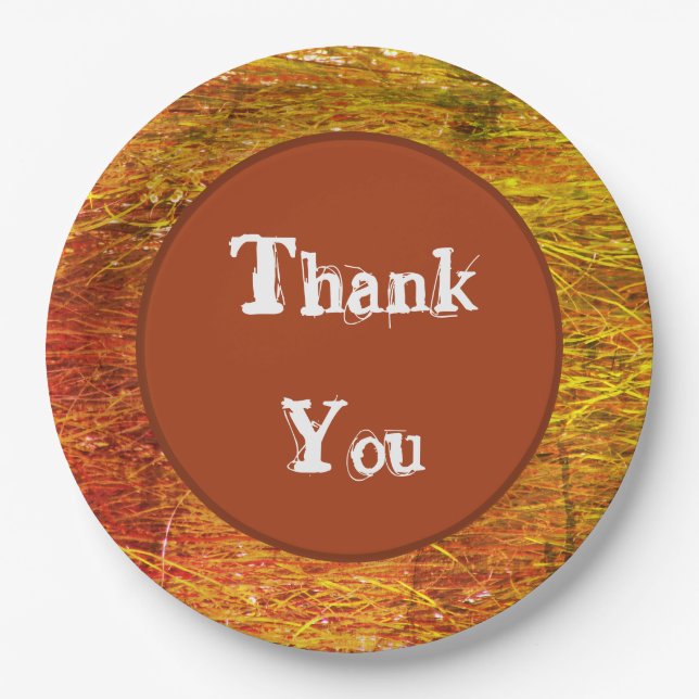 Thank You Orange Autumn Appreciation Meal Paper Plate (Front)
