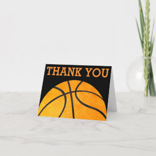 Thank You Orange Basketball Sports Kids Orange Card